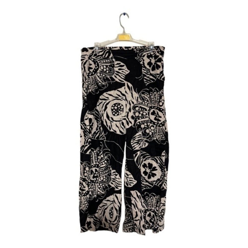 Christian Siriano Womens Linen Blend Floral Culottes Wide Leg Pants Size Large